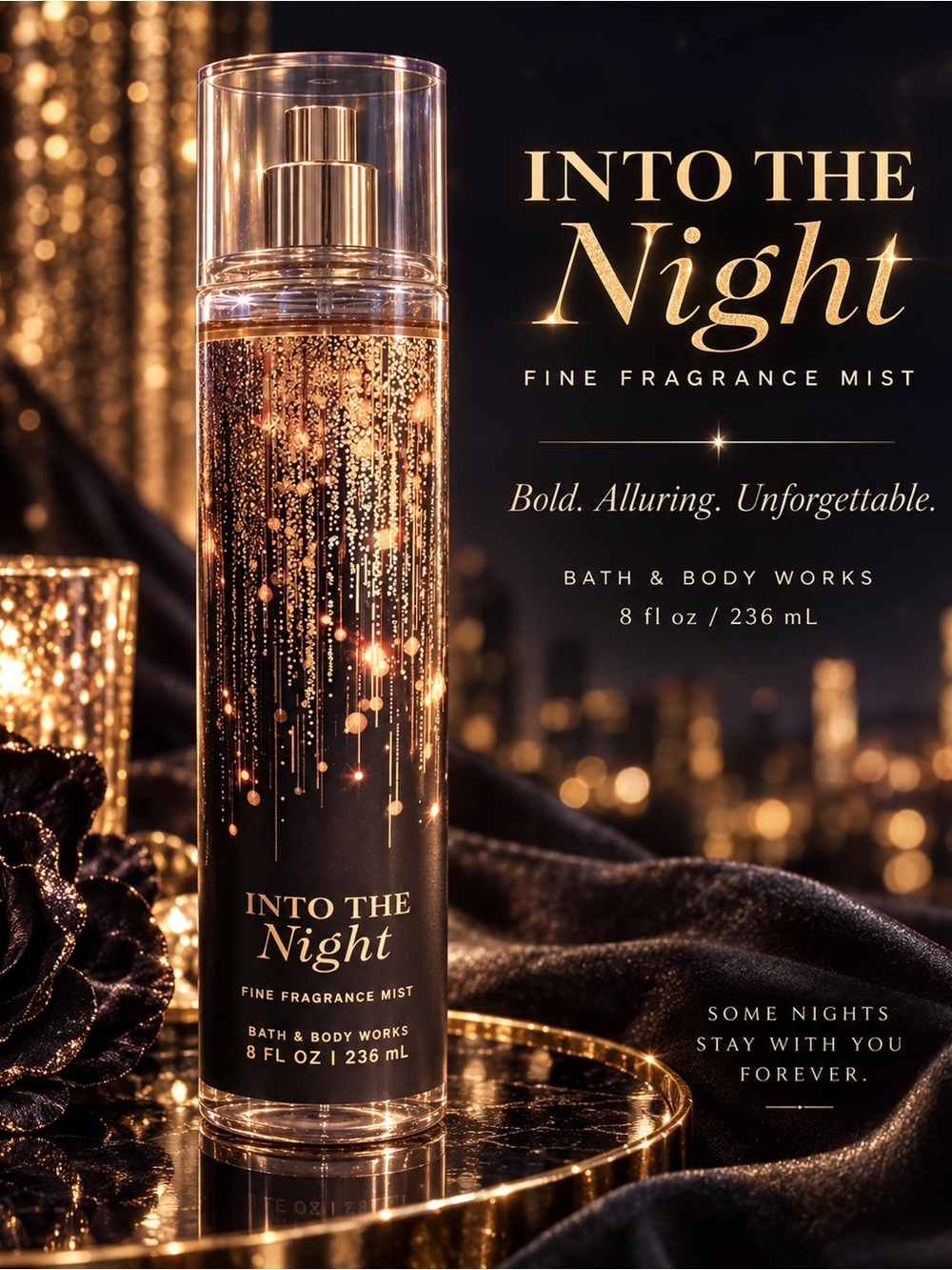 Bath & Body Works Into The Night Fine Fragrance Mist - Black & Gold